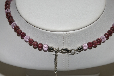 +MBA #S59-061   "Fancy Lampworked Glass Bead Necklace & Earring Set With Large Glass Pendant"