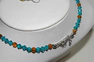 +MBA #S59-104   "Fancy Glass Lampworked Bead Necklace & Earrings Set With Large Glass Spoon Pendant"