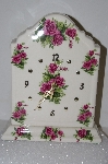 +MBA #S25-008   "Pink Rose Ceramic Mantel Clock"