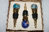 +MBA #S25-337   "Set Of 3 Blue Gemstone Globe Wine Stoppers"