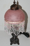 +MBA #S25-034   "2003 Victorian Style Pink Glass Beaded Lamp"