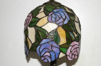 MBA #S25-019  "2003 Fancy Stained Glass Rose Lamp"
