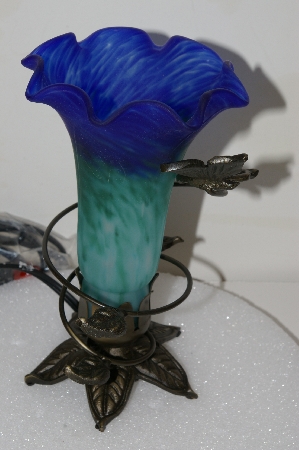 +MBA #S25-349  "2002 Fancy Blue Glass Butterfly Table Lamp"