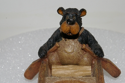 +MBA #S25-298   "Older Resin Cast Canoe & Bear Votive Candle Holder"