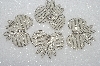 +MBA #S25-118   "Set Of 4 Silver Hand Beaded Bow Appliques"