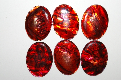 +MBA #S25-059   "Set Of 6 Red Paua Shell Cabschons"