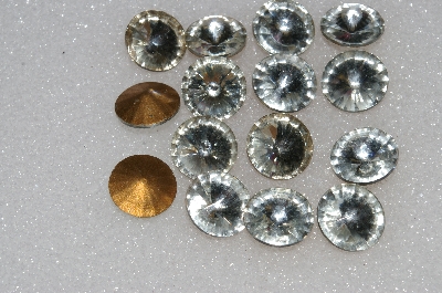 +MBA #S25-258   "Vintage Lot Of   15 Clear Large Round Foil Backed Rhinestones" 