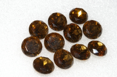 +MBA #S25-229   "Vintage Lot Of 11 Brown Round Cut Large Glass Rhinestones"