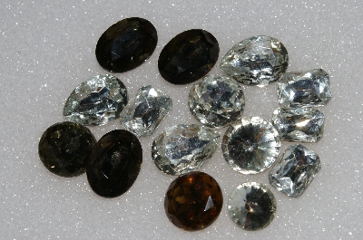 +MBA #S25-274   "Vintage Lot Of 15 Multi Colored Large Glass Rhinestones"