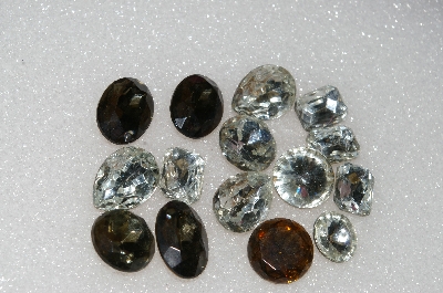 +MBA #S25-274   "Vintage Lot Of 15 Multi Colored Large Glass Rhinestones"