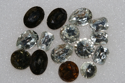 +MBA #S25-274   "Vintage Lot Of 15 Multi Colored Large Glass Rhinestones"