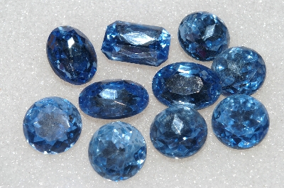 +MBA #S25-247   "Vintage Lot Of  10  Faceted Large Blue Glass Rhinestones"