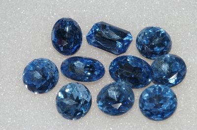 +MBA #S25-247   "Vintage Lot Of  10  Faceted Large Blue Glass Rhinestones"
