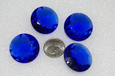 +MBA #S25-250  "Vintage Lot Of 4 Large faceted Blue Glass Rhinestones"