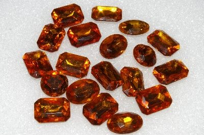 +MBA #S25-225   "Vintage Lot Of 19 Citrine Colored Faceted Large Glass Rhinestones"