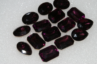 +MBA #S25-199   "Vintage Lot Of 15 DK Purple Large Faceted Glass Rhinestones"