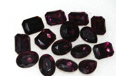 +MBA #S25-204   "Vintage Lot Of 15 Dark Purple Faceted Large Glass Rhinestones"