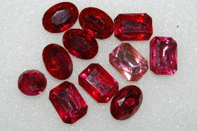 +MBA #S25-170   "Vintage Lot Of 11 Pink Large Faceted Glass Rhinestones"