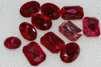 +MBA #S25-170   "Vintage Lot Of 11 Pink Large Faceted Glass Rhinestones"