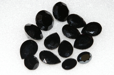 +MBA #S25-244   "Vintage Lot Of 14 Black Faceted Glass Rhinestones"