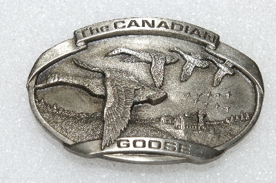 +MBA #S25-239   "Vintage Bergamot  Pewter 1983 "The Canadian Goose" Belt Buckle"