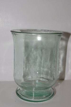 +MBA #S29-295   "2003 Riekes Spanish Green Glass Hurricane Vase"