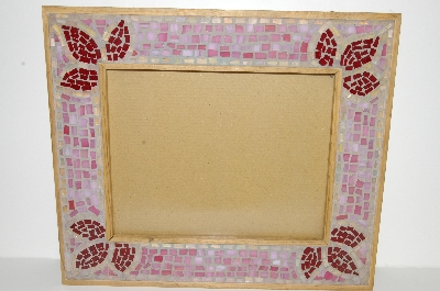 +MBA #S29-299   " Hand Made Wooden Glass Mosiac Picture Frame"