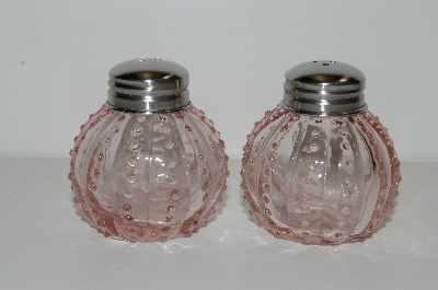 +MBA #S29-096    "Fancy 2003 Pink Glass  Salt & Pepper Shakers"