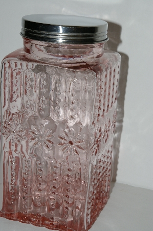 +MBA #S29-099L    "2003 Fancy Pink Glass Canister Jar"