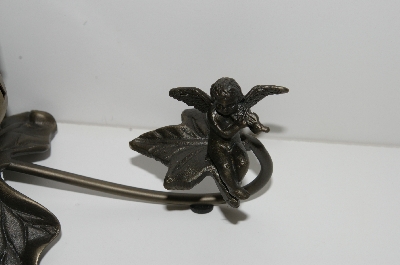 +MBA #S29-090   "2002  Fancy Purple & Multi Colored Glass Shade Angel Table Lamp"