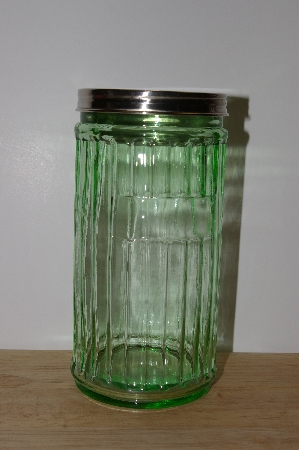 +MBA #S30-271    "2002 Depression Glass Green Storage Jar"