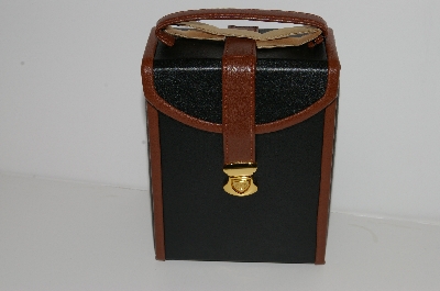 +MBA #S30-347   "Older Flip Out Bonded Leather Jewelry Case With Multi Compartments"