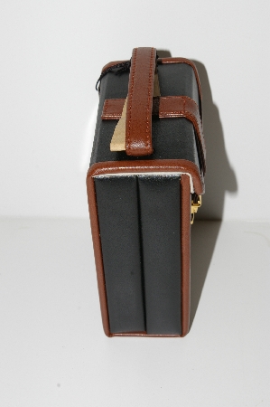 +MBA #S30-347   "Older Flip Out Bonded Leather Jewelry Case With Multi Compartments"
