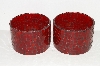 +MBA #S30-219   "Set Of 2 Handmede Red Stained Glass Candle Holders"
