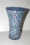 +MBA #S30-222   "Handmade Blue Stained Glass Vase"