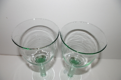 +MBA #S30-110   "2003 Riekes Spanish Green Glass Set Of 2  Wine Goblets"