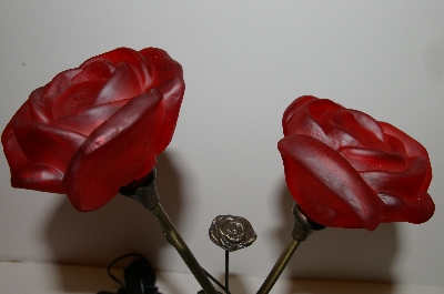 +MBA #S30-114   "Beautiful Double Red Rose Table Lamp"