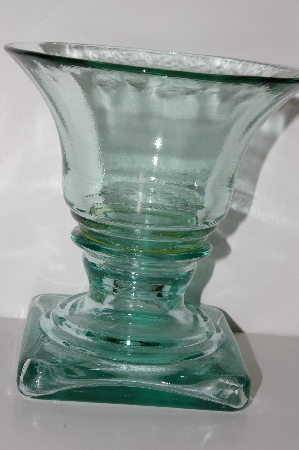 +MBA #S30-135   "2003 Riekes Spanish Green Glass Footed Tulip Vase""