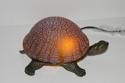 +MBA #S30-092  "2003 Brown Lighted Crackle Turtle Accent Lamp"