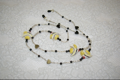 +MBA #6584  "Yellow & White Lamp Work Hand Made Glass Angel Fish