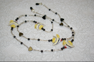 +MBA #6584  "Yellow & White Lamp Work Hand Made Glass Angel Fish