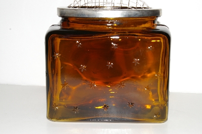 +MBA #S13-028   "2004 Large Brown Glass Star Embossed  Frog Jar"