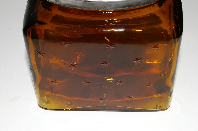 +MBA #S13-028   "2004 Large Brown Glass Star Embossed  Frog Jar"