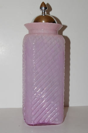 +MBA #S13-178   "Large Pink Art Glass Canister Jar With Metal Lid"