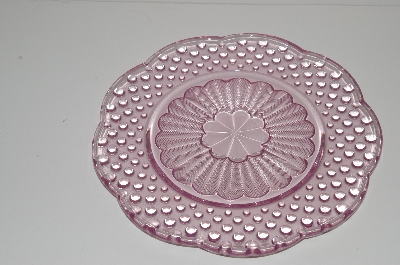 +MBA #S13-162  "2005 Set Of (2) Beautiful Pink Hobnail Embossed Glass Serving Plate"