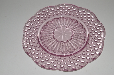 +MBA #S13-162  "2005 Set Of (2) Beautiful Pink Hobnail Embossed Glass Serving Plate"