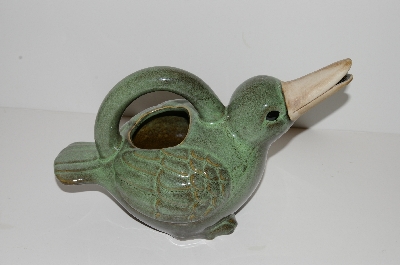 +MBA #S13-081  "2003  Large Green Ceramic Bird Plant Water Can"