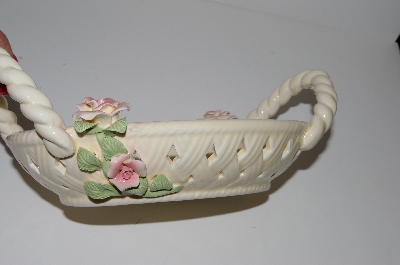 +MBA #S13-152   "Older Cream Colored Ceramic Rose Basket"