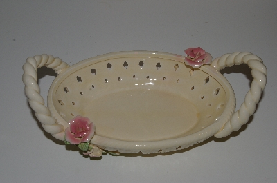 +MBA #S13-152   "Older Cream Colored Ceramic Rose Basket"