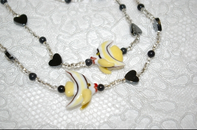 +MBA #6590  " 5 Yellow  Glass Hand Made Angel Fish